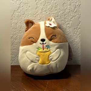 Squishmallows 7” Regina the Corgi w/Pineapple drink with umbrella